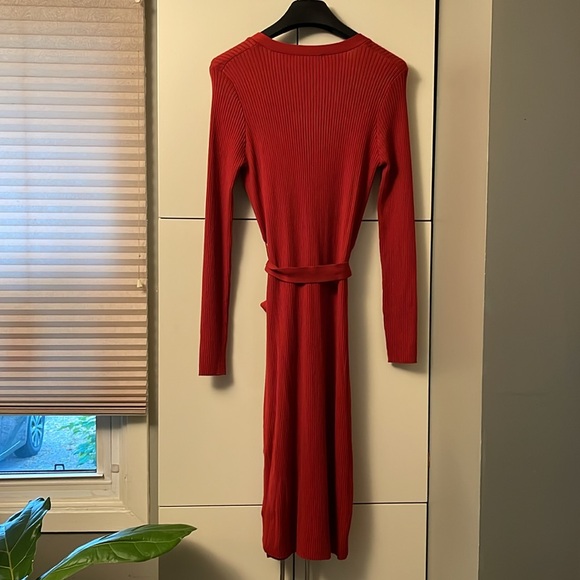 Dex, L, BNWOT, ribknit,button front, belt, dress/sweater, viscose/nylon,as new - Picture 3 of 12